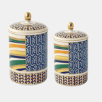 Geometric Porta vela porcelana con vela