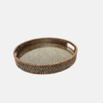 Ratán- bandeja redonda con cristal